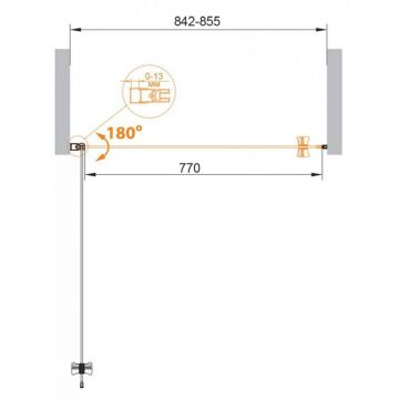 Душевая дверь Cezares (Цезарис) Eco-O-B-1-85-P-Cr, цвет профиля хром, стекло рифленое 6 мм 85х190 см