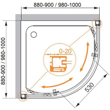Душевой уголок Cezares (Цезарис) ANIMA-W-R-2-90-C-Cr-IV, цвет профиля хром, стекло прозрачное 6 мм 90х200х90 см