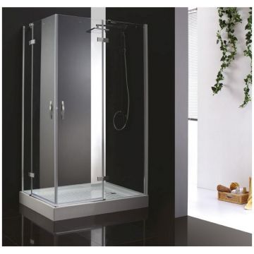 Душевой уголок Cezares (Цезарис) BERGAMO-W-AH-2-100/90-C-Cr-L, цвет профиля хром, стекло прозрачное 6 мм 100х195х90 см