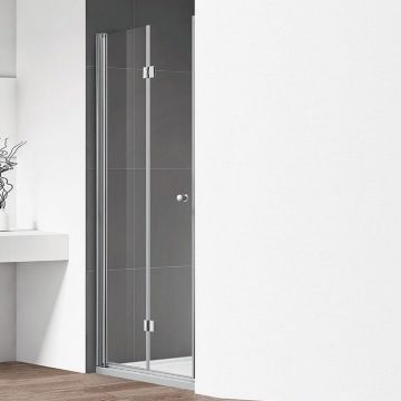 Дверное полотно Cezares (Цезарис) ECO-O-40/40-C-Cr, цвет профиля хром, стекло прозрачное 6 мм 195х80 см