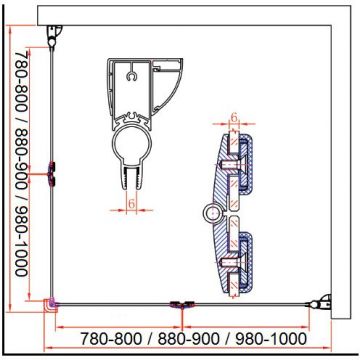 Душевой уголок Cezares (Цезарис) ELENA-W-ASH-2-80/90-C-Cr, цвет профиля хром, стекло прозрачное 6 мм 80х195х90 см