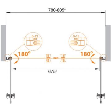 Душевая дверь Cezares (Цезарис) Eco-O-B-2-80-P-Cr, цвет профиля хром, стекло рифленое 6 мм 80х190 см