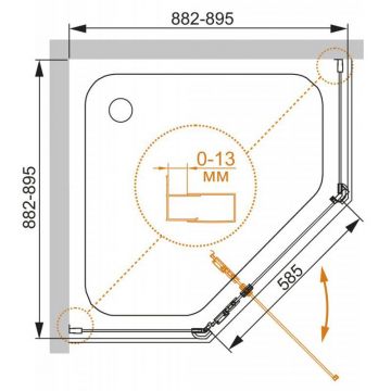 Душевой уголок Cezares (Цезарис) Eco-O-P-1-90-C-Br, цвет профиля бронза стекло прозрачное 6 мм 90х195х90 см