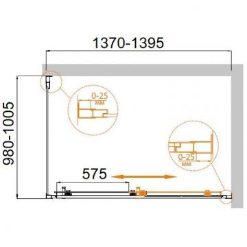 Душевой уголок Cezares (Цезарис) MOLVENO-AH-11-140/100-C-Cr-IV, цвет профиля хром, стекло прозрачное 6 мм 140х195х100 см