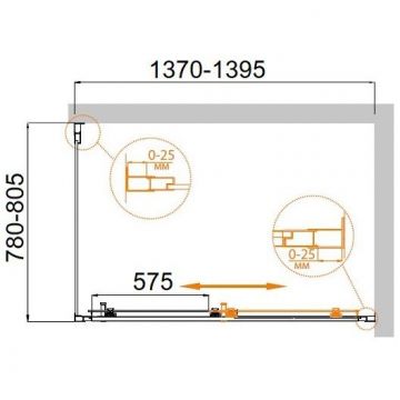 Душевой уголок Cezares (Цезарис) MOLVENO-AH-11-140/80-C-Cr-IV, цвет профиля хром, стекло прозрачное 6 мм 140х195х80 см