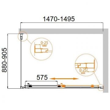 Душевой уголок Cezares (Цезарис) MOLVENO-AH-11-150/90-C-Cr-IV, цвет профиля хром, стекло прозрачное 6 мм 150х195х90 см