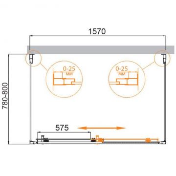 Душевой уголок Cezares (Цезарис) MOLVENO-AH-12-160/80-C-Cr-IV, цвет профиля хром, стекло прозрачное 6 мм 160х195х80 см