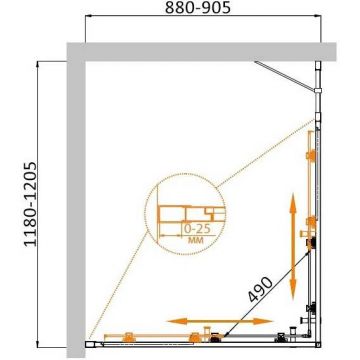 Душевой уголок Cezares (Цезарис) MOLVENO-AH-21-90+30-C-Cr-IV цвет профиля хром, стекло прозрачное 6 мм 120х195х90 см