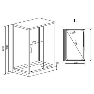Душевая кабина Timo (Тимо) Helma H-520L цвет профиля хром, стекло прозрачное 8 мм 120х220х90 см
