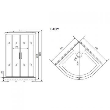 Душевая кабина Timo (Тимо) Standart T-6609SF цвет профиля хром, стекло матовое 5 мм 90х220х90 см
