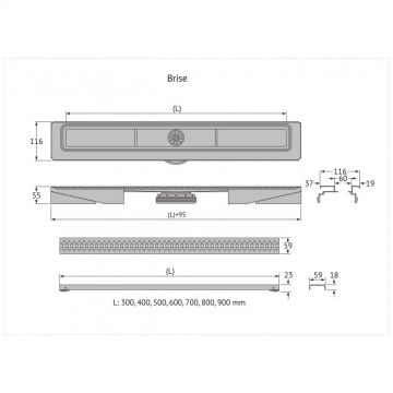 Душевой лоток Berges (Бергес) C1 Brise 600 хром матовый (090131)