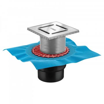 Трап Berges (Бергес) водосток напольный Zentrum Norma 150х150 нержавеющая сталь, матовый хром, S-сифон вертикальный