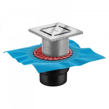 Трап Berges (Бергес) водосток напольный Zentrum Norma 150х150 нержавеющая сталь, хром глянец, S-сифон вертикальный