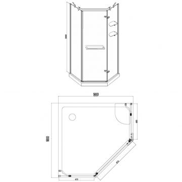 Душевой уголок Azario (Азарио) Montreal 900х900х2000 мм, золото (AZ-NWG3231 900 L GOLD)