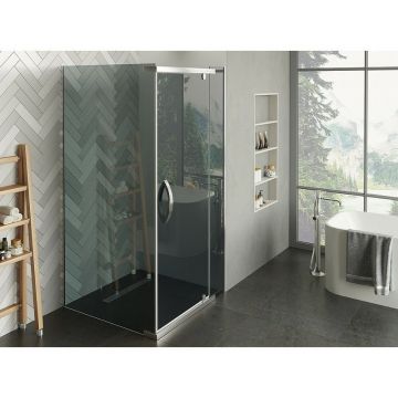Душевой уголок Alex Baitler (Алекс Батлер) 885х2000 мм профиль хром, стекло тонированное (AB 244-90)