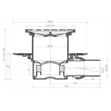 Душевой лоток Pestan (Пестан) Confluo Standard Tide 1 с одним выходом, 150х150 мм (13000001)