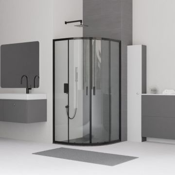 Душевой уголок RGW (РГВ) 100х100х185 см CL-54-B Полукруг, Черный, Прозрачное, 5 мм (32095400-14)