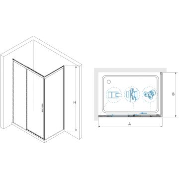 Душевой уголок RGW (РГВ) 200х80х195 см LE-41-1 LE-12 + Z-060-2 прямоугольный, Хром, Прозрачное, 6 мм Easy Clean (3412411208-011)
