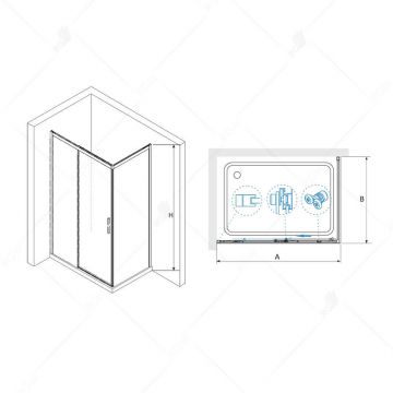Душевой уголок RGW (РГВ) 150х80х195 см LE-41B LE-12B + Z-050-2B прямоугольный, Черный, Прозрачное, 6 мм Easy Clean (34124185-014)