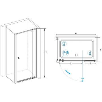 Душевой уголок RGW (РГВ) 70х80х185 см PA-44 PA-02 + Z-050-1 прямоугольный, Хром, Прозрачное, 6 мм Easy Clean (04084478-011)