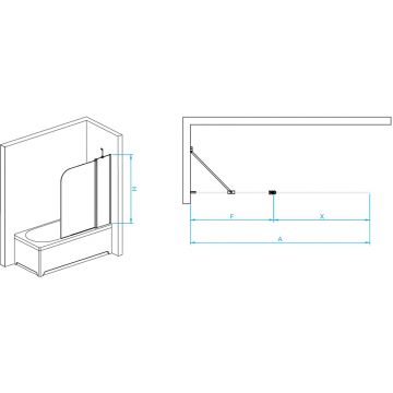 Шторка на ванну RGW (РГВ) 100х140 см SC-011-B Черный, Прозрачное, 6 мм Easy Clean (351101110-14)