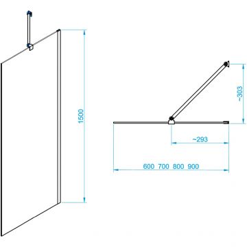 Шторка на ванну RGW 80х150 см SC-150-B Чёрный, Прозрачное, 6 мм Easy Clean (351115008-14)