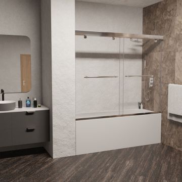 Шторка на ванну RGW 150х150 см SC-66 Хром, Прозрачное, 8 мм Easy Clean (01116615-11)