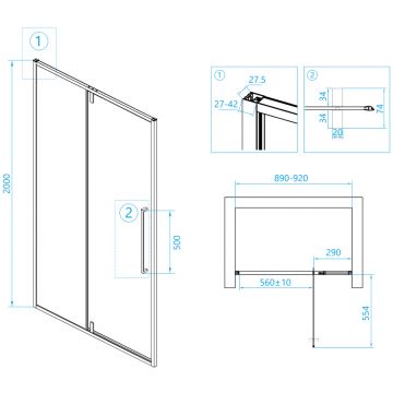 Душевая дверь RGW 90х200 см SV-03 Хром, Прозрачное, 6 мм (06320309-11)