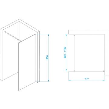 Душевая перегородка RGW (РГВ) 60х195 см WA-002 Хром, Прозрачное, 6 мм 590-605 Easy Clean (35100206-11)