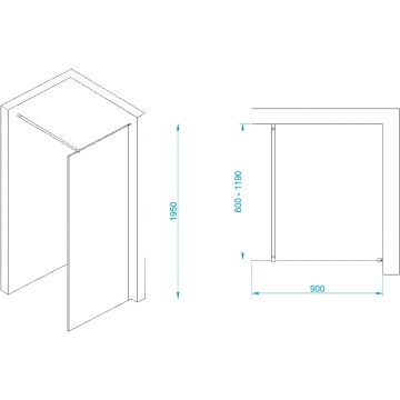 Душевая перегородка RGW (РГВ) 90х195 см WA-002 B Черный, Прозрачное, 6 мм 890-905 Easy Clean (35100209-14)