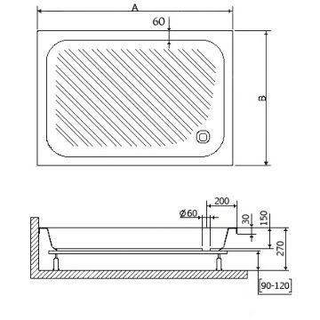 Душевой поддон RGW (РГВ) 80х120х15 см h 27 B, CL-S , прямоугольный Ø60 FW5-5 открытый (16180282-51)