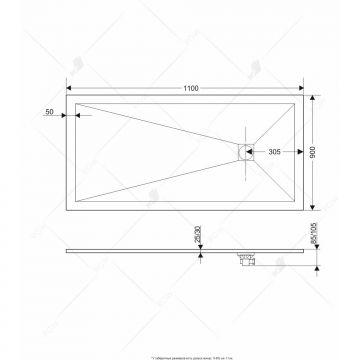 Душевой поддон RGW 90х110х2,5 см ST-0119W Белый, Прямоуг Ø90 Каменный (16152911-01)