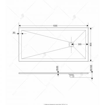 Душевой поддон RGW 80х100х2,5 см ST-0108W Белый, Прямоуг Ø90 Каменный (16152810-01)