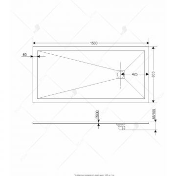 Душевой поддон RGW 80х150х2,5 см ST-0158W Белый, Прямоуг Ø90 Каменный (16152815-01)