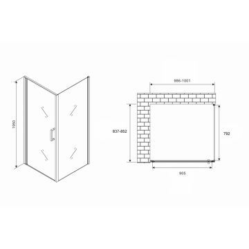 Душевой уголок Abber Sonnenstrand 1000х850 мм (габариты площадки) AG04100-S85