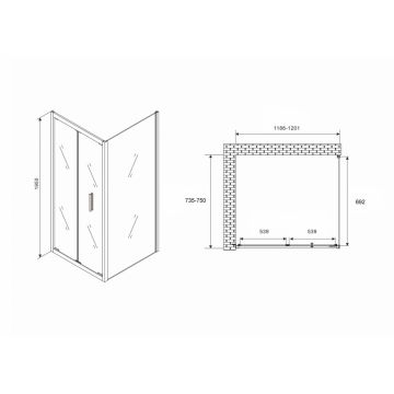 Душевой уголок Abber (Аббер) Sonnenstrand 1200х750 мм (габариты площадки) AG07120-S75