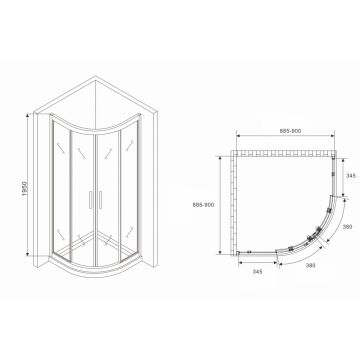 Душевой уголок Abber (Аббер) Schwarzer Diamant 900х900 мм (габариты площадки) AG01090B
