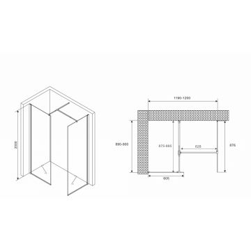 Душевой уголок Abber (Аббер) Immer Offen 1200х900 мм (габариты площадки) AG67129B