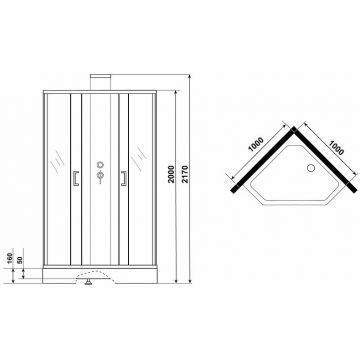 Душевая кабина Grossman (Гроссман) Elegans 1000х1000х2170 мм, низкий поддон, без крыши GR-250D