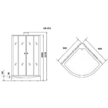 Душевая кабина Grossman (Гроссман) 900х900х2170 мм, низкий поддон, без крыши GR-251