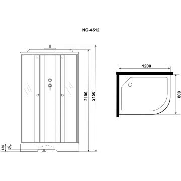 Душевая кабина Niagara (Ниагара) Eco 1200х800х2150 мм, низкий поддон E120/80/13L/TN