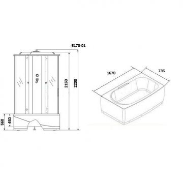 Душевая кабина Niagara (Ниагара) 1700х750х2200 мм, высокий поддон, с гидромассажем NG-5170-01