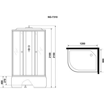 Душевая кабина Niagara (Ниагара) Eco 800х800х2150 мм, высокий поддон E80/40/MT