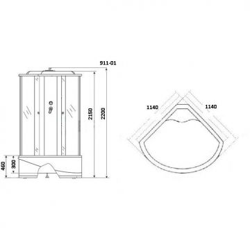 Душевая кабина Niagara (Ниагара) 1150х1150х2200 мм, высокий поддон, с гидромассажем NG-911-01