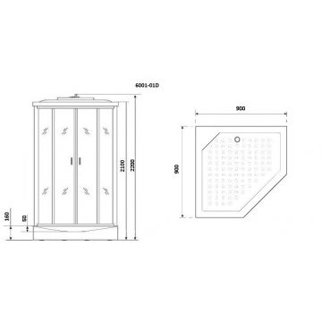 Душевая кабина Niagara (Ниагара) Premium 900х900х2200 мм, низкий поддон NG-6001-01D