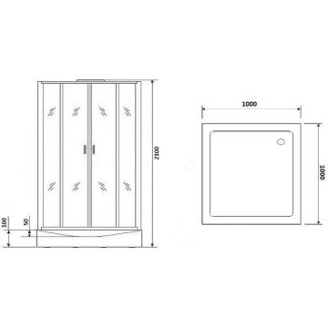 Душевая кабина Niagara Premium 1000х1000х2100 мм, низкий поддон NG-6002-01Q