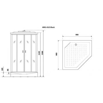 Душевая кабина Niagara (Ниагара) Premium 900х900х2200 мм, низкий поддон NG-6901-01D BLACK