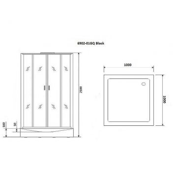 Душевая кабина Niagara (Ниагара) Premium 1000х1000х2100 мм, низкий поддон, с гидромассажем NG-6902-01GQ BLACK