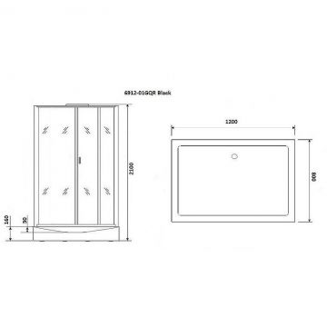 Душевая кабина Niagara (Ниагара) Premium 1200х800х2100 мм, низкий поддон, с гидромассажем NG-6912-01GQR BLACK