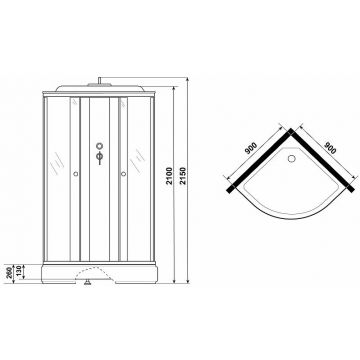 Душевая кабина Niagara (Ниагара) Promo 900х900х2150 мм, средний поддон P90/26/MT